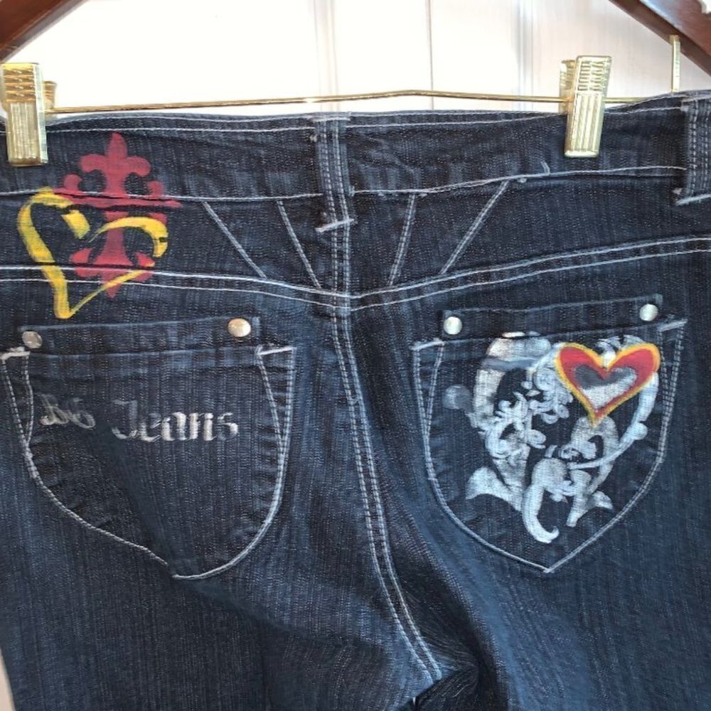 Jazzie Juniors Women Stretch Crop Jeans Graffiti - Picture 3 of 11